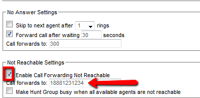 Enable Call Forwarding Not Reachable