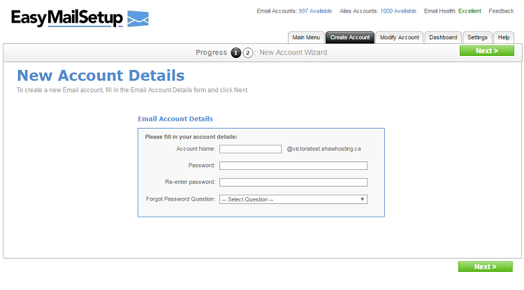 How to create a new business email address in EasyMail Setup