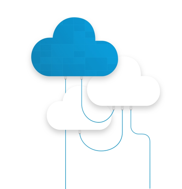 Clouds with wires connecting each other