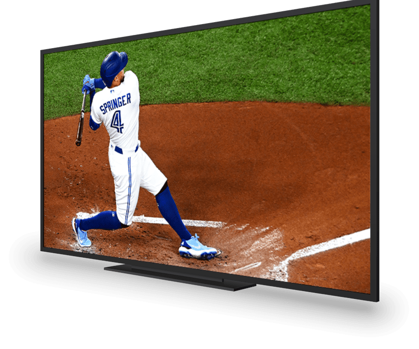 A tv showing a baseball game