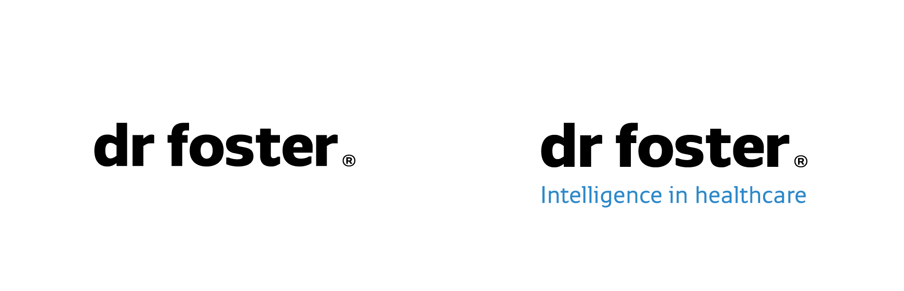 Dr Foster logos with and without tagline 'Intelligence in healthcare'