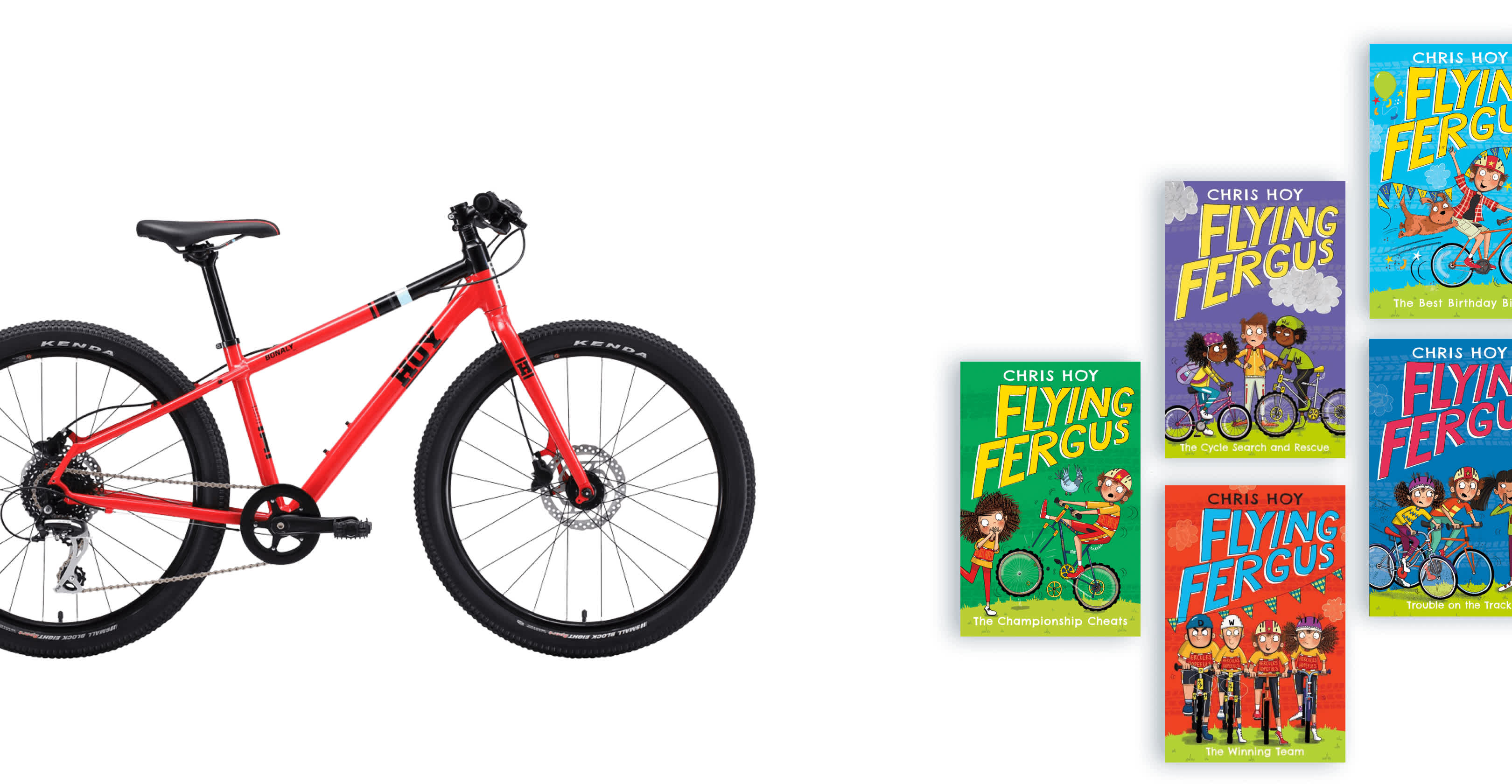 Image of a Hoy bicycle and the Flying Fergus books