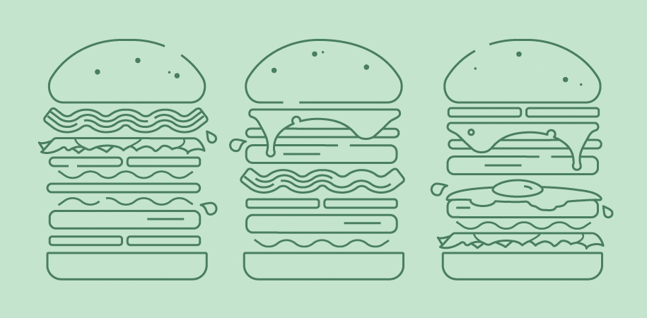 Hoof burger illustrations 