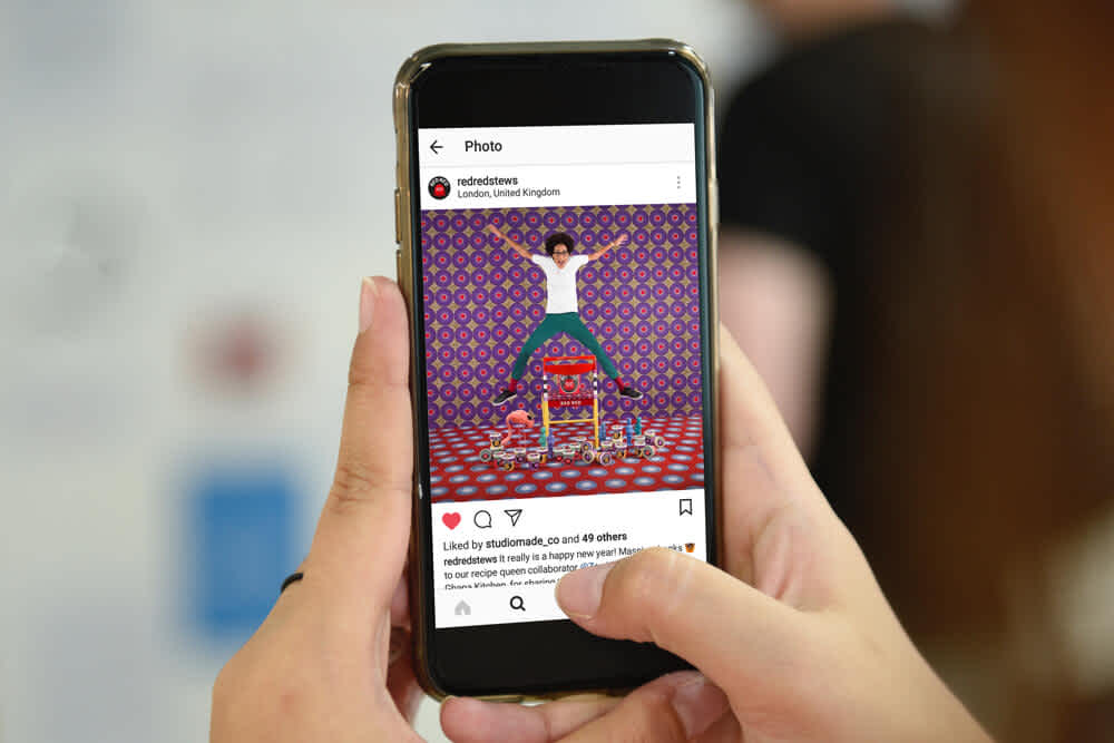 Mockup of a mobile Red Red instagram post