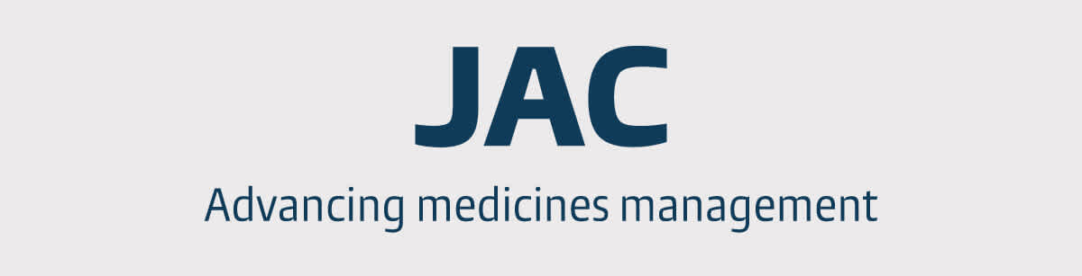 JAC logo design and slogan that reads 'Advancing medicines management'