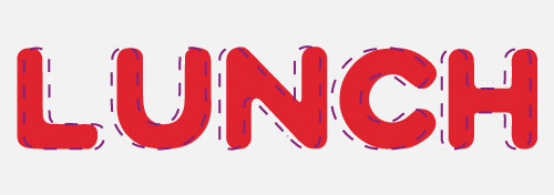 Illustration that demonstrates the art of kerning letters in the word 'lunch'