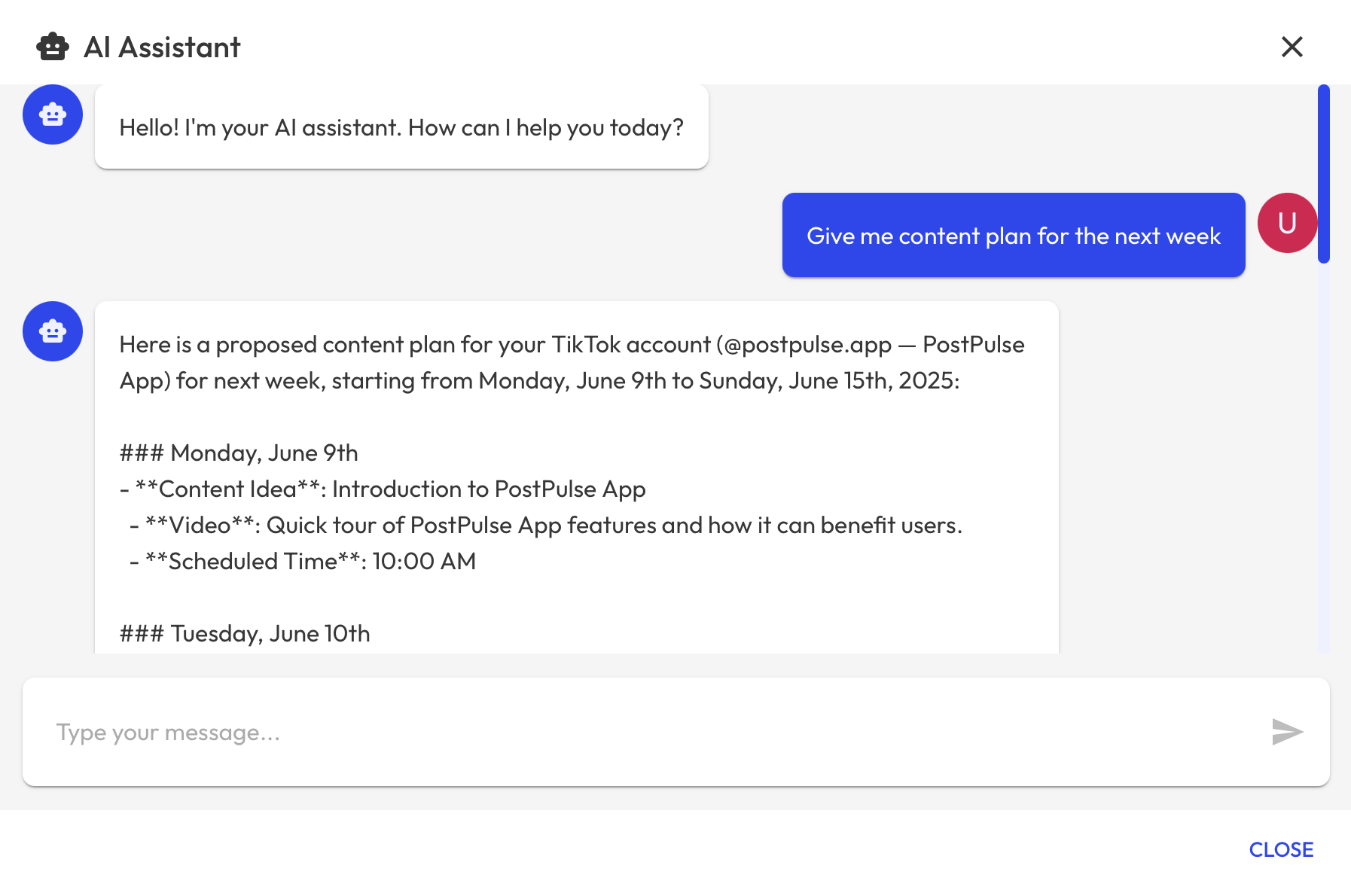 Content Plan Request Chat