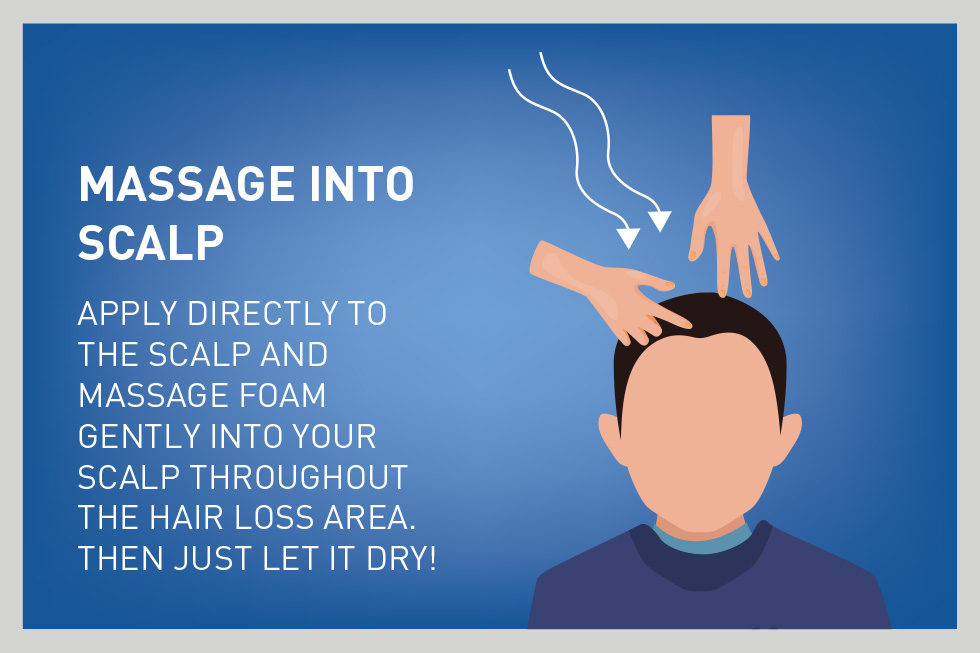 Man massaging REGAINE® foam for men into scalp 