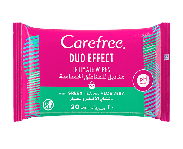 Carefree® Duo Effect Intimate Wipes With Green Tea And Aloe Vera