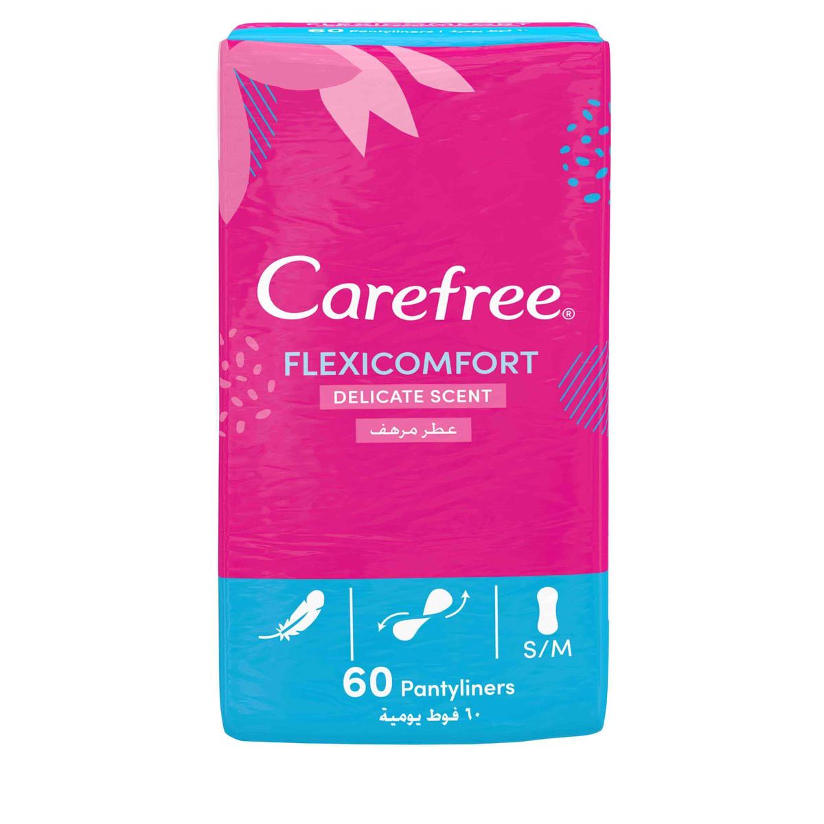 Carefree Flexicomfort Panty Liner Delicate Scent Unscented 60 Pack