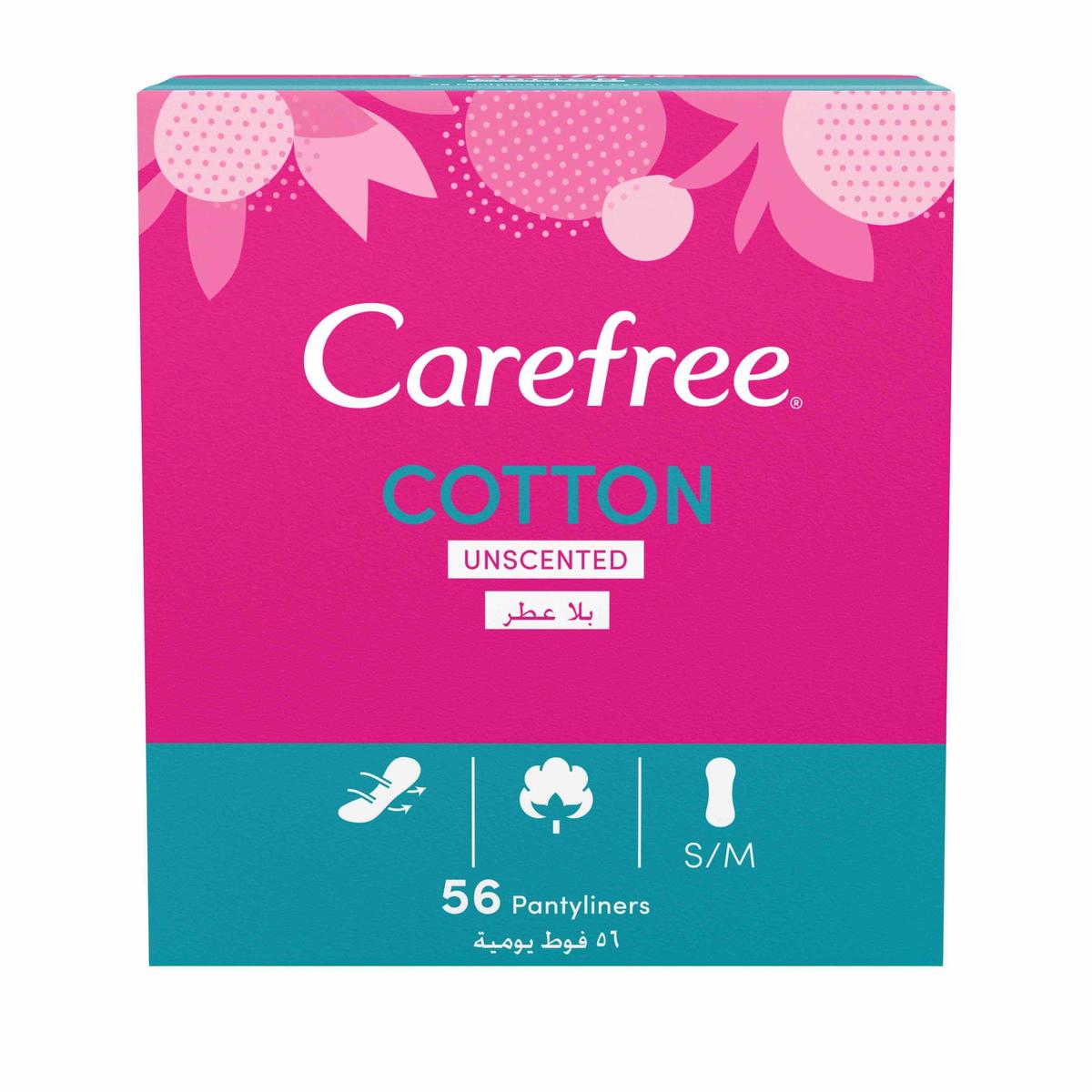 Carefree Cotton Feel Unscented Panty Liners 56-Pack