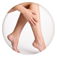 The lower legs with dry skin patches