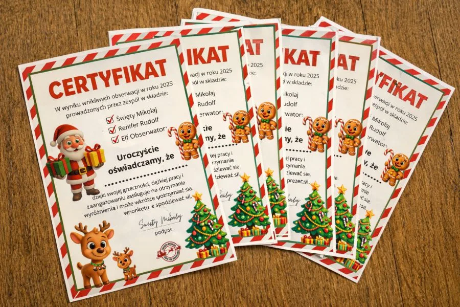 certyfikat mikolajkowy grzecznego dziecka