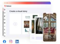 Graphical user interface going from desktop to mobile device, Create visual stories to share on social media.