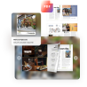 PDF icon showing pages of a magazine and what these look like in a flipbook format using Issuu