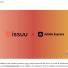 Issuu and Adobe Express logos on orange background