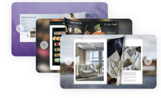 three versions of flipbook to show menus, catalogs, and magazines