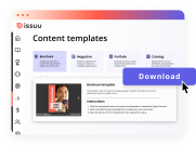 Issuu user interface with template selection options and a download button.