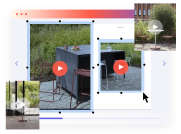 Issuu user interface, with collage of videos.
