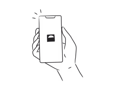 hand holding phone illustration