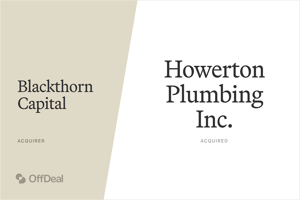 Blackthorn Capital and Howerton Plumbing Inc.