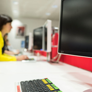 INTO student using a Bloomberg computer INTO student using a Bloomberg computer