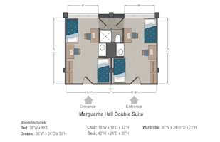 Marguerite Hall Double Suite Floorplan at Saint Louis University Marguerite Hall Double Suite Floorplan at Saint Louis University