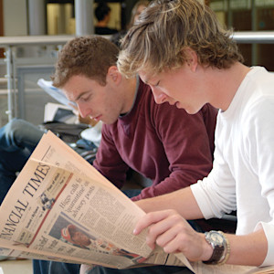 Student reads the Financial Times at University of Exeter Student reads the Financial Times at University of Exeter