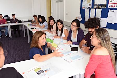 Classroom with international students and teacher in INTO Centre Classroom with international students and teacher in INTO Centre