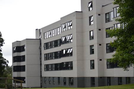 Outside Beech Court student accommodation block at University of Stirling Outside Beech Court student accommodation block at University of Stirling