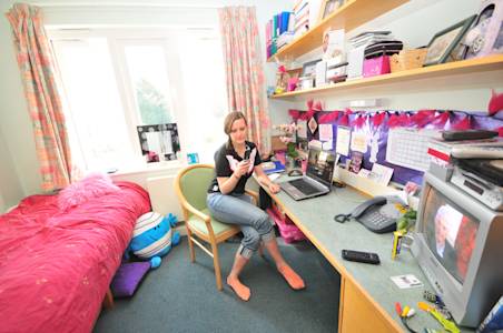 Student at their desk in Park Villas student accommodation Student at their desk in Park Villas student accommodation