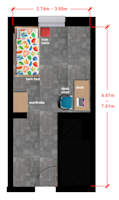 Single bedroom floor plan for accommodation at Oregon State University Single bedroom floor plan for accommodation at Oregon State University
