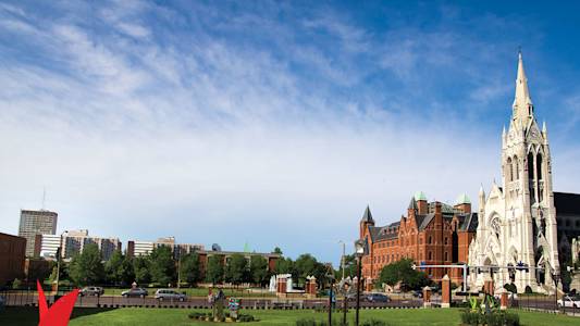 Students go to class in the many historic buildings that fill campus Students go to class in the many historic buildings that fill campus