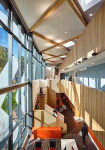 Inside the INTO Centre with view of the staircase Inside the INTO Centre with view of the staircase