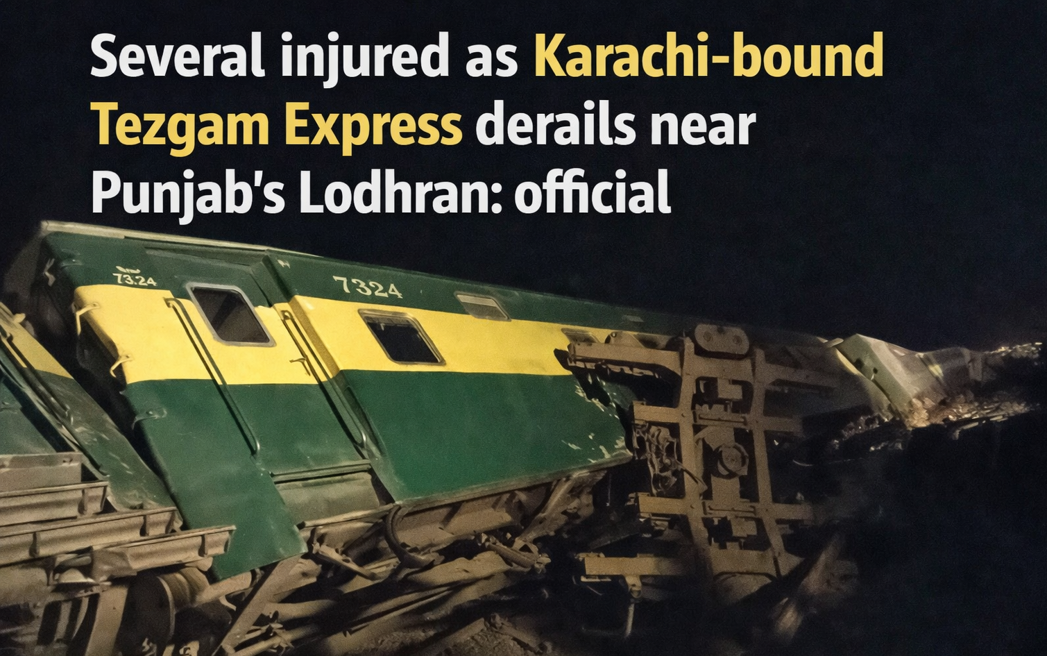 Karachi-bound train derails near Lodhran, several injured: official