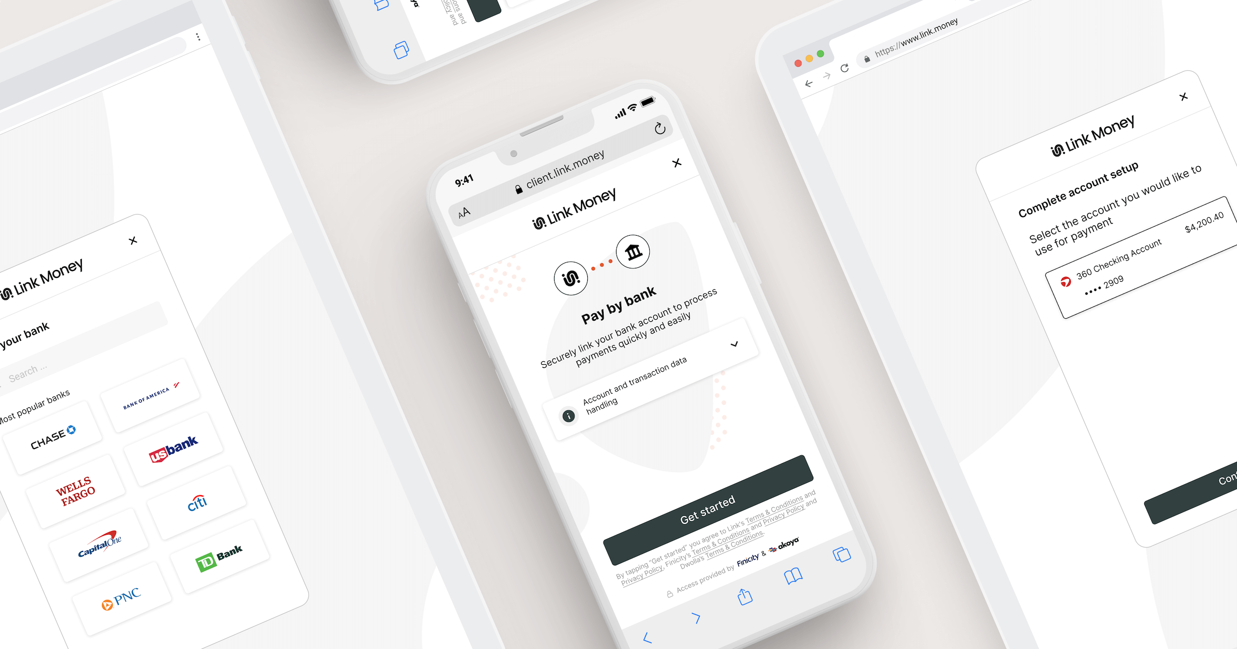 Link Pay methods for online payment mockup