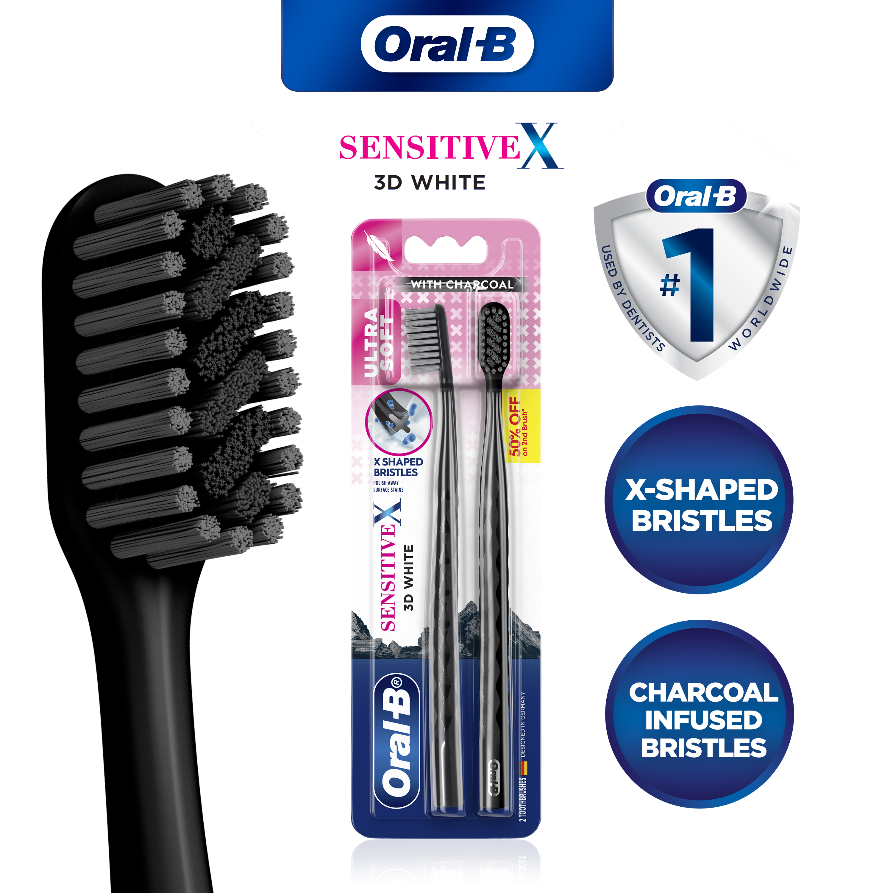 Oral-B SensitiveX Deep Clean/3D White Charcoal Manual Toothbrush