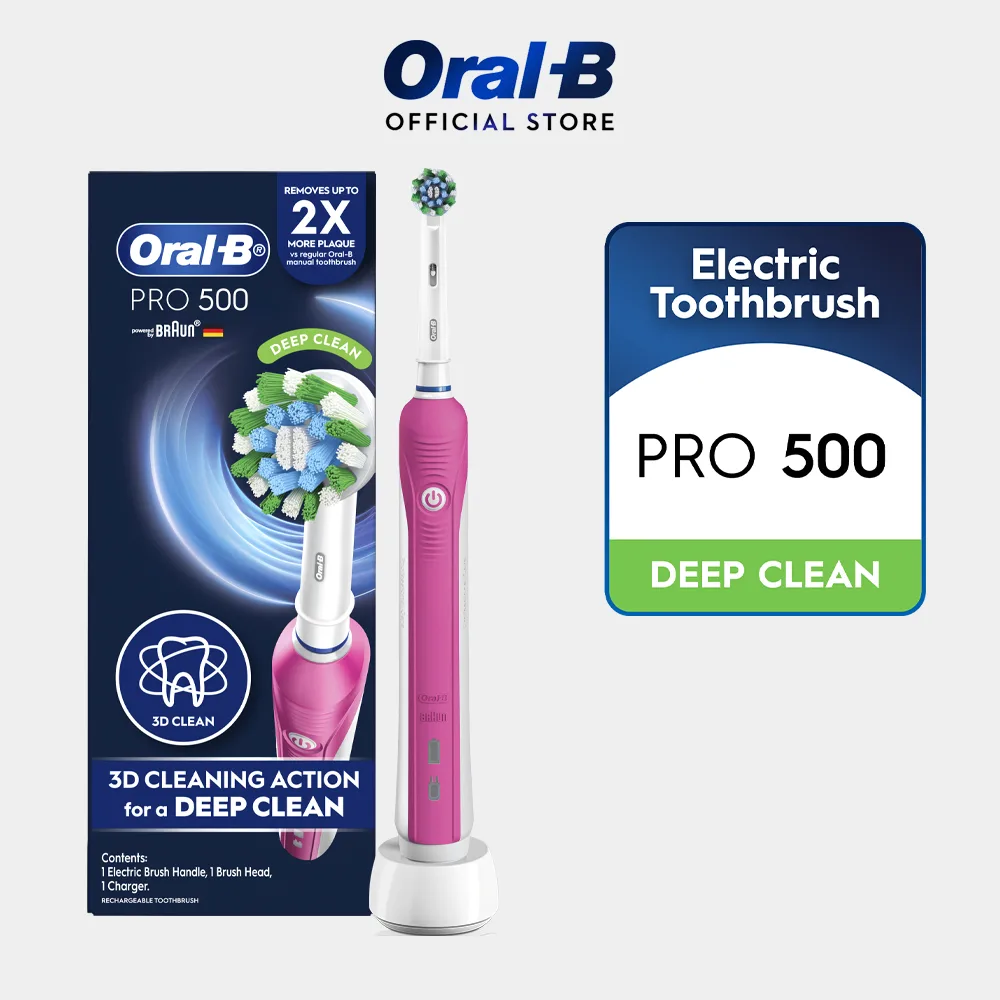 Oral-B Pro 500 Pink Deep Clean Electric Toothbrush 