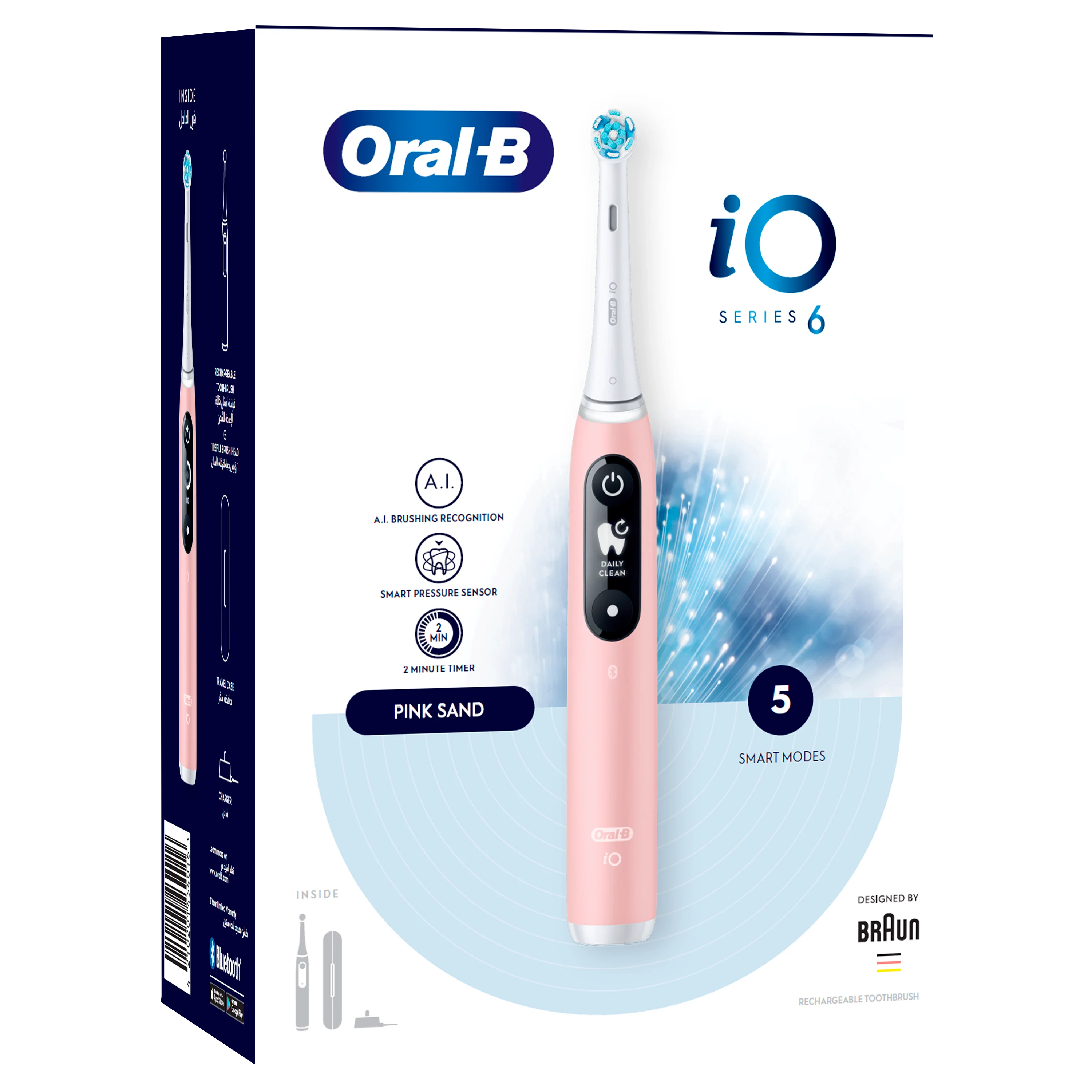 Oral-B iO Series 6 Duo Electric Toothbrush Set 2pcs White / Pink with  Display