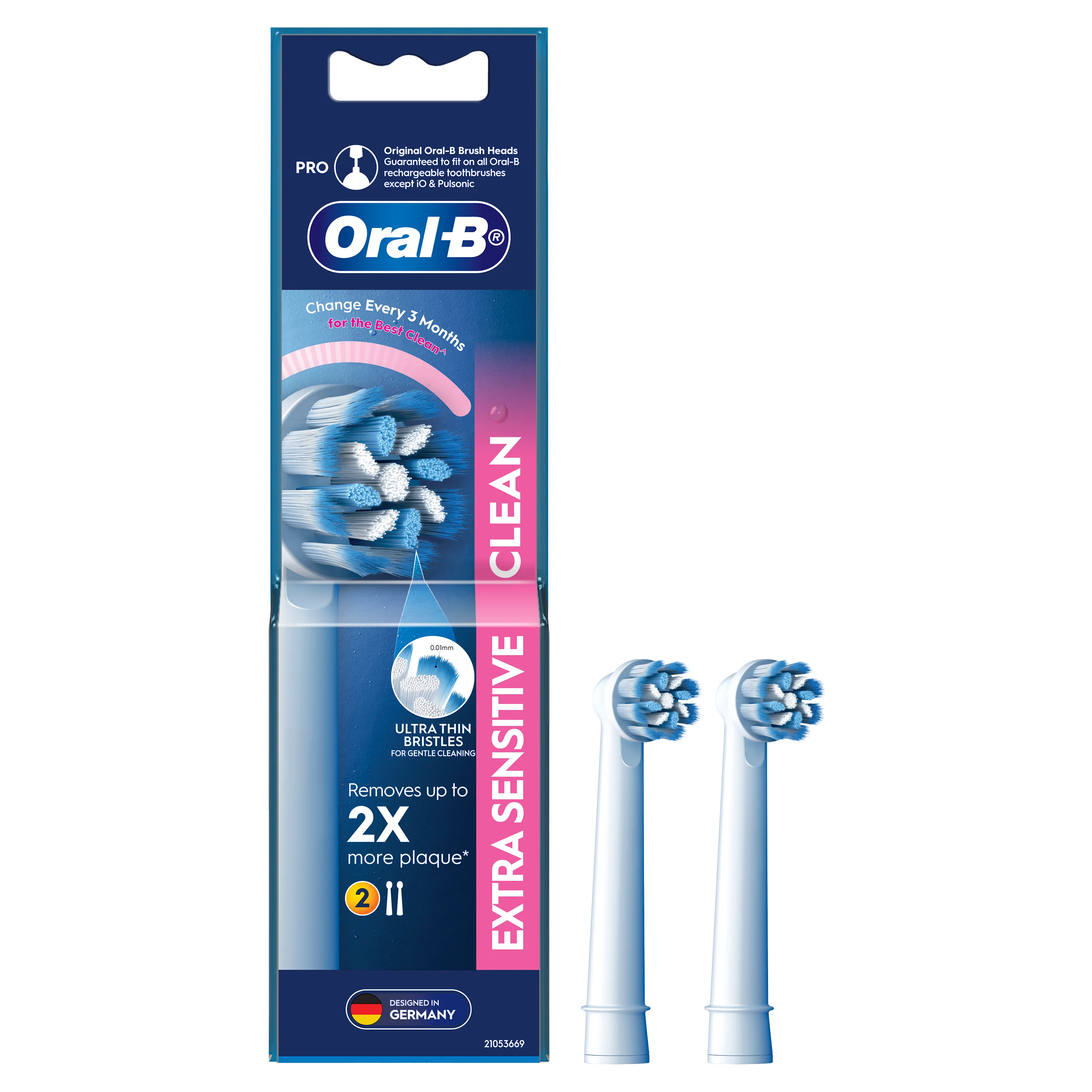 Extra Sensitive Clean Electric Toothbrush Replacement Head - 2 Pack 