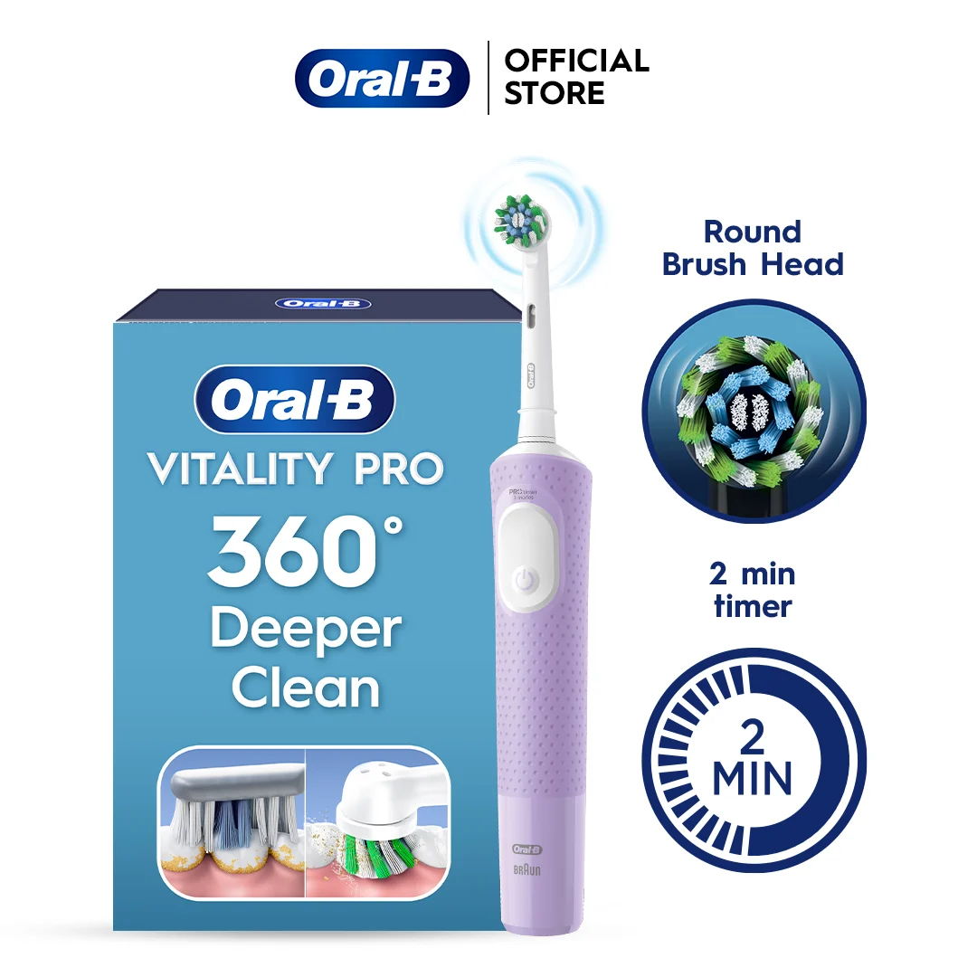 Oral-B Vitality Pro Electric Toothbrush Lilac - Deep Clean - Product Front View with Packaging 