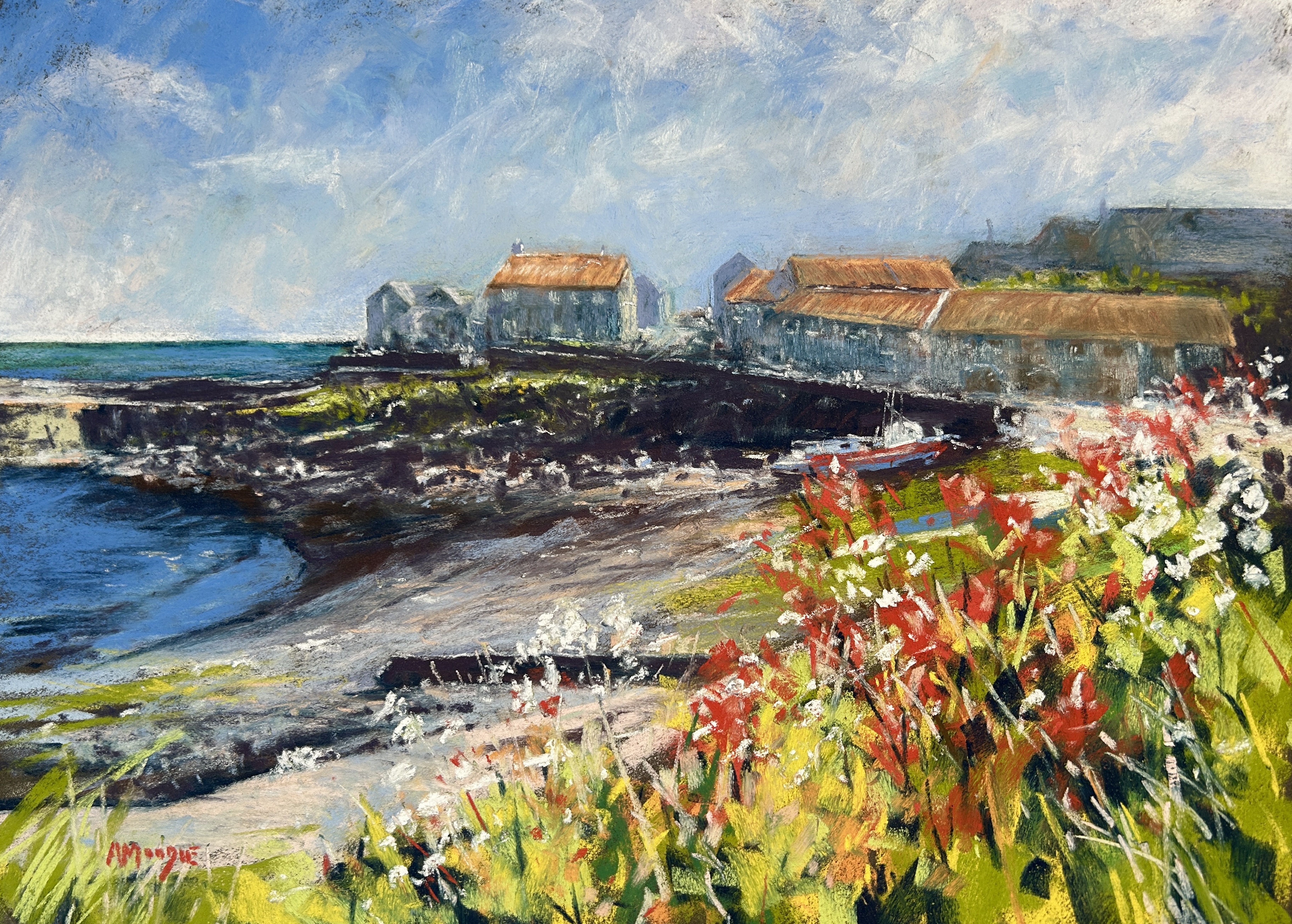 Craster harbour (pastel, mounted)