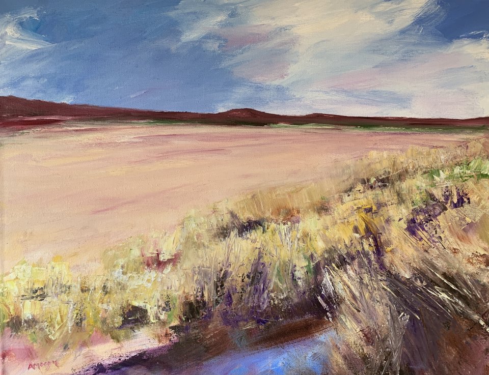 Grasses at Ross Sands, Bamburgh (oil on canvas)