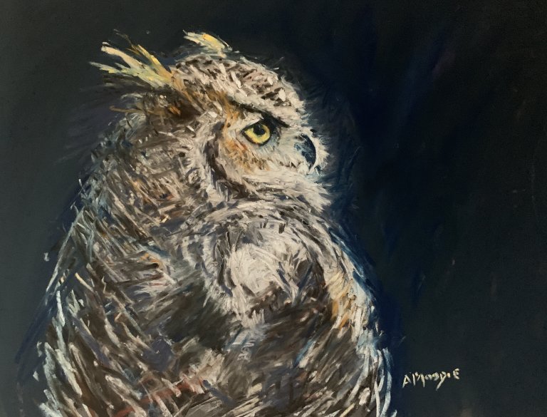 Owl (pastel, mounted)