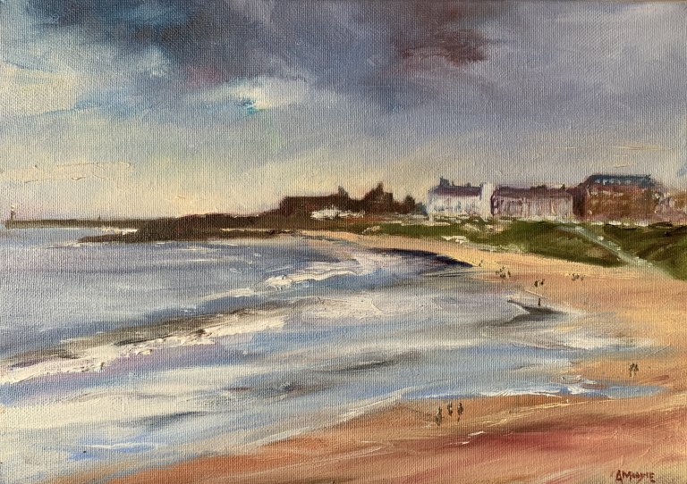 Beach Strollers, Tynemouth (oil on canvas)