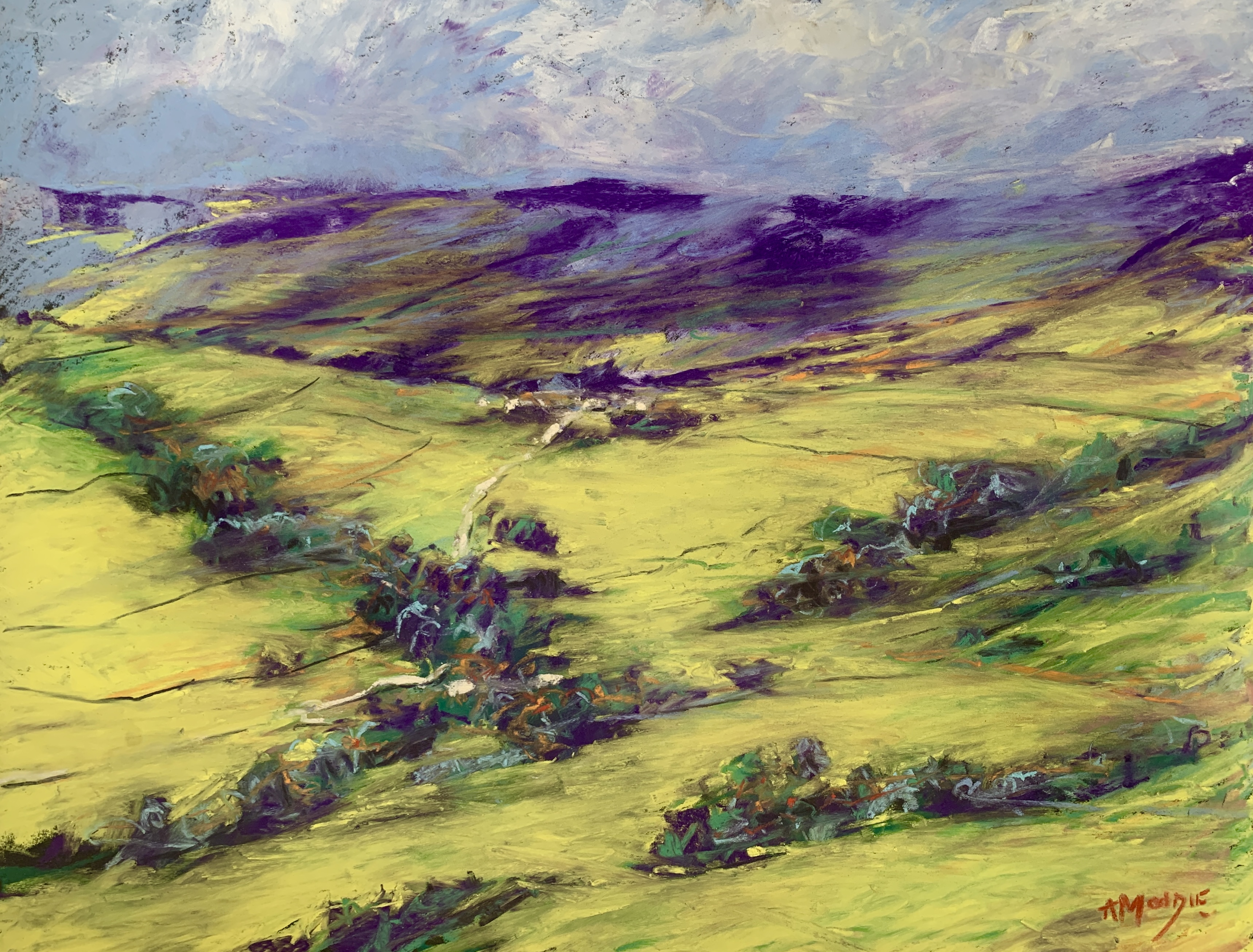 Distant Village (pastel, mounted)
