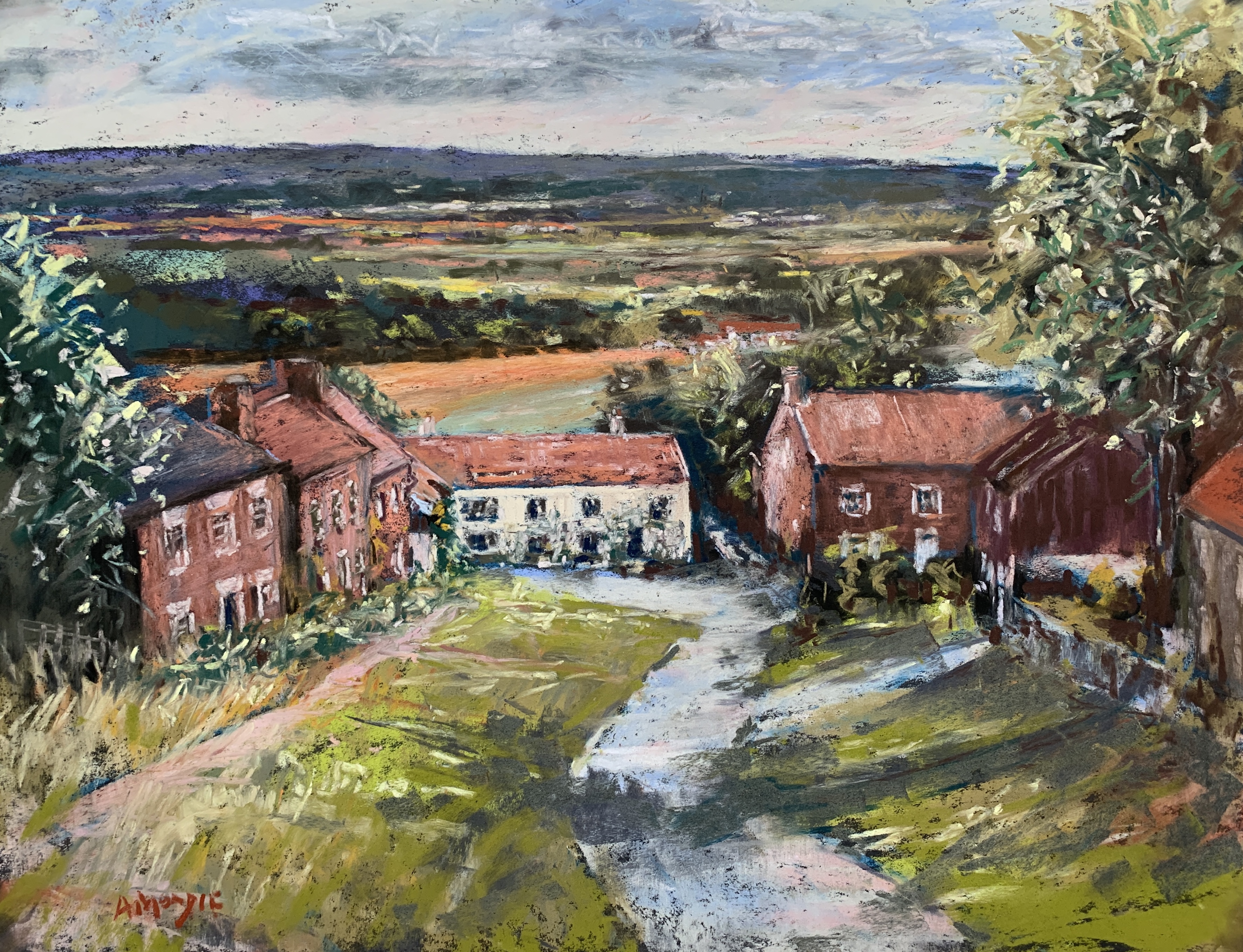 View of Crayke (pastel, mounted)