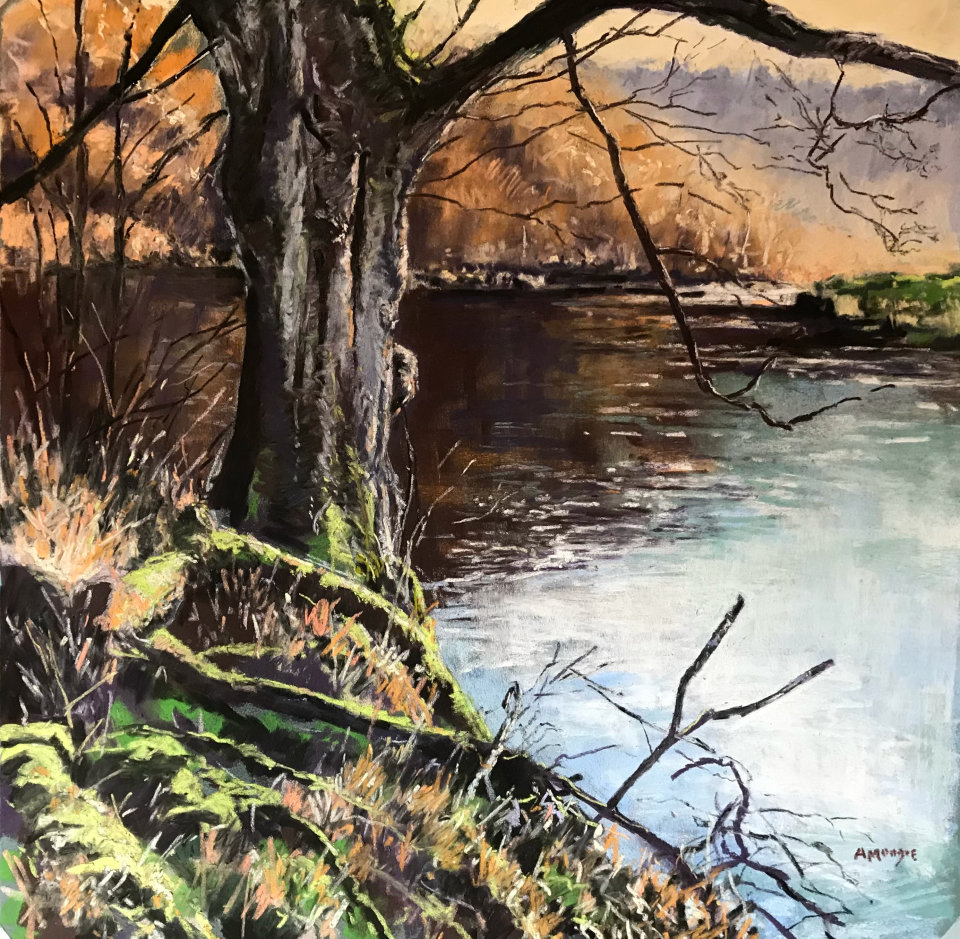 The River (Bolton Abbey) (pastel, mounted)