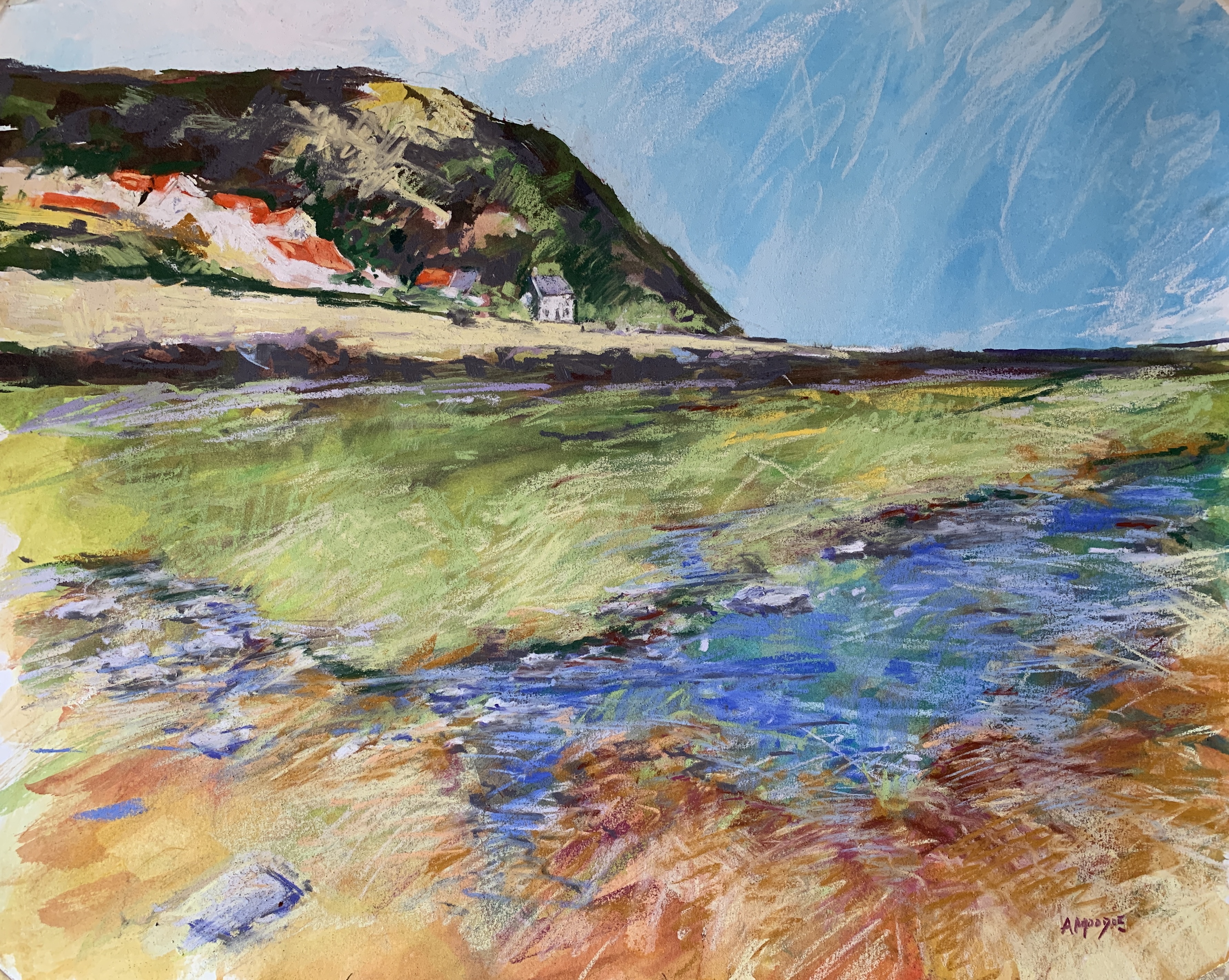 Runswick Foreshore (mixed media, mounted)
