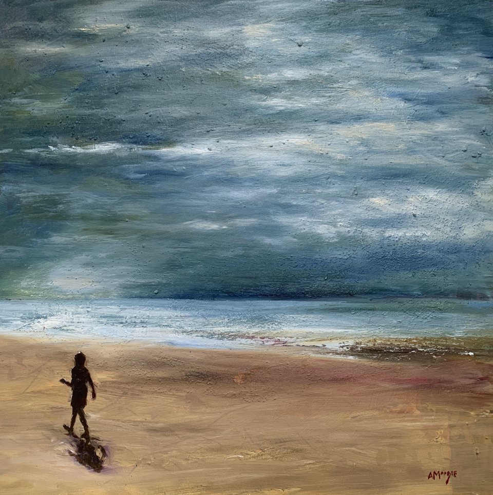 Beach Stroll, Brancaster (oil on canvas)